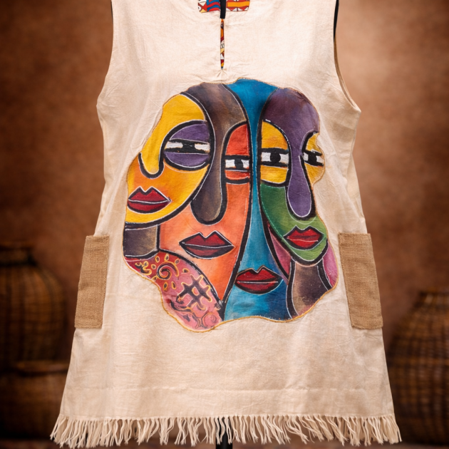 Men sack pocket top with hand painting
