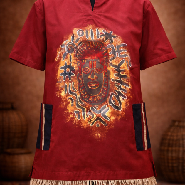 Stone tunic top with aso oke