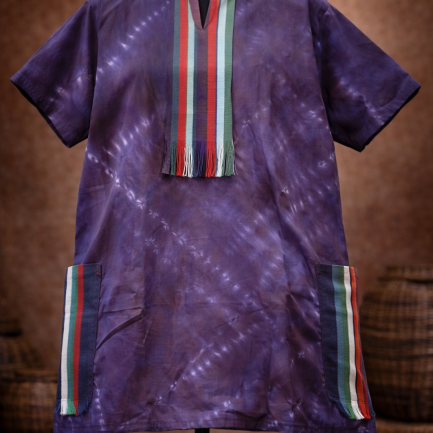 Adire Tunic Men Top with Aso Oke