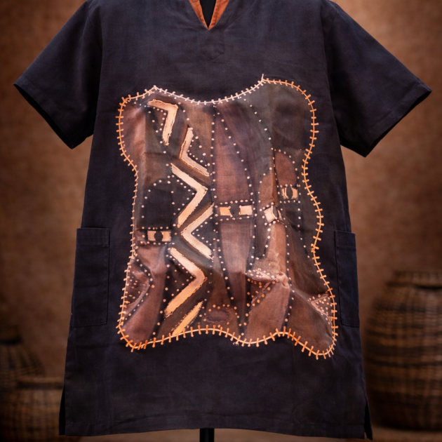 Linen Tunic Top with Hand Painting