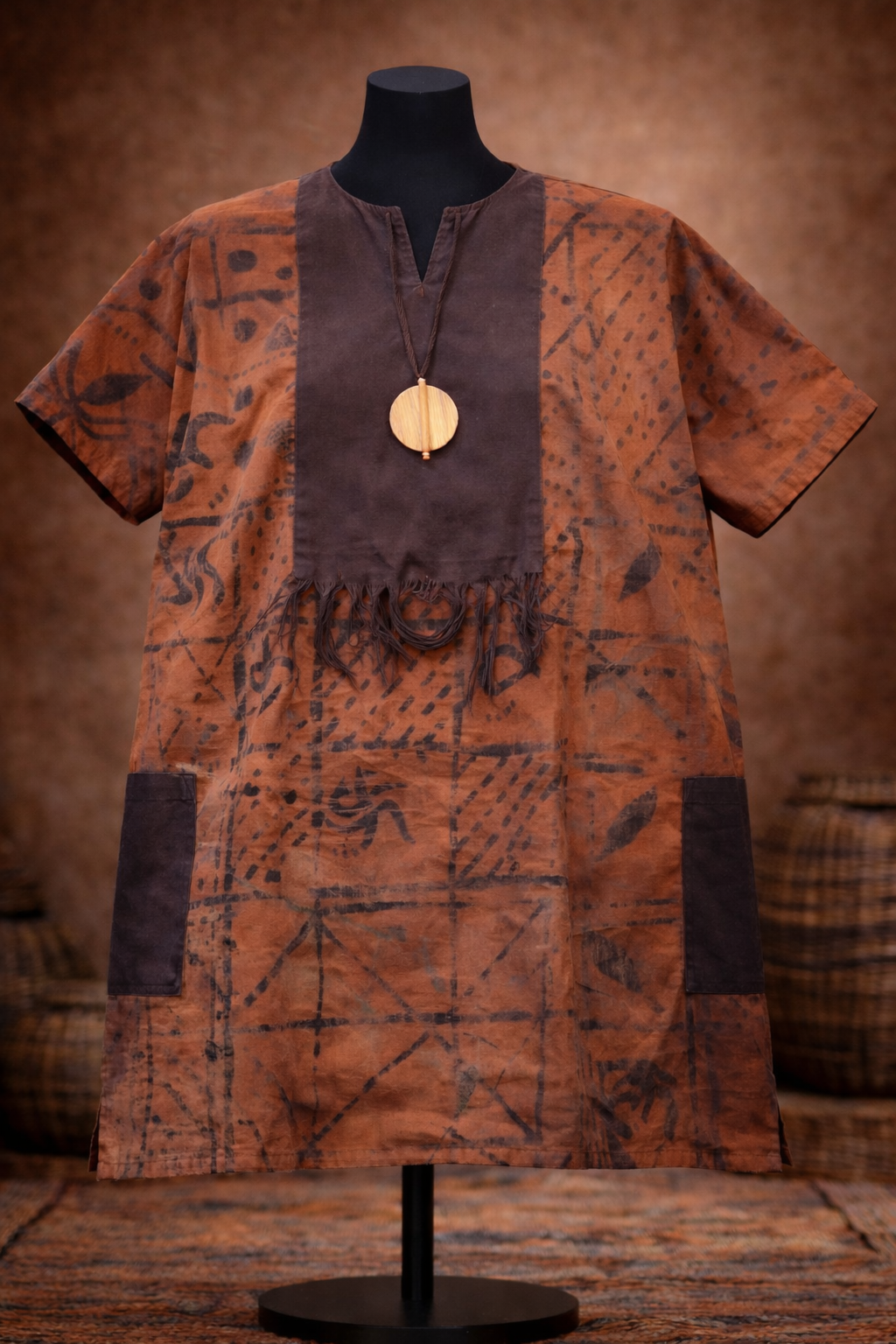 Men Batik Tunic and Bronze Craft