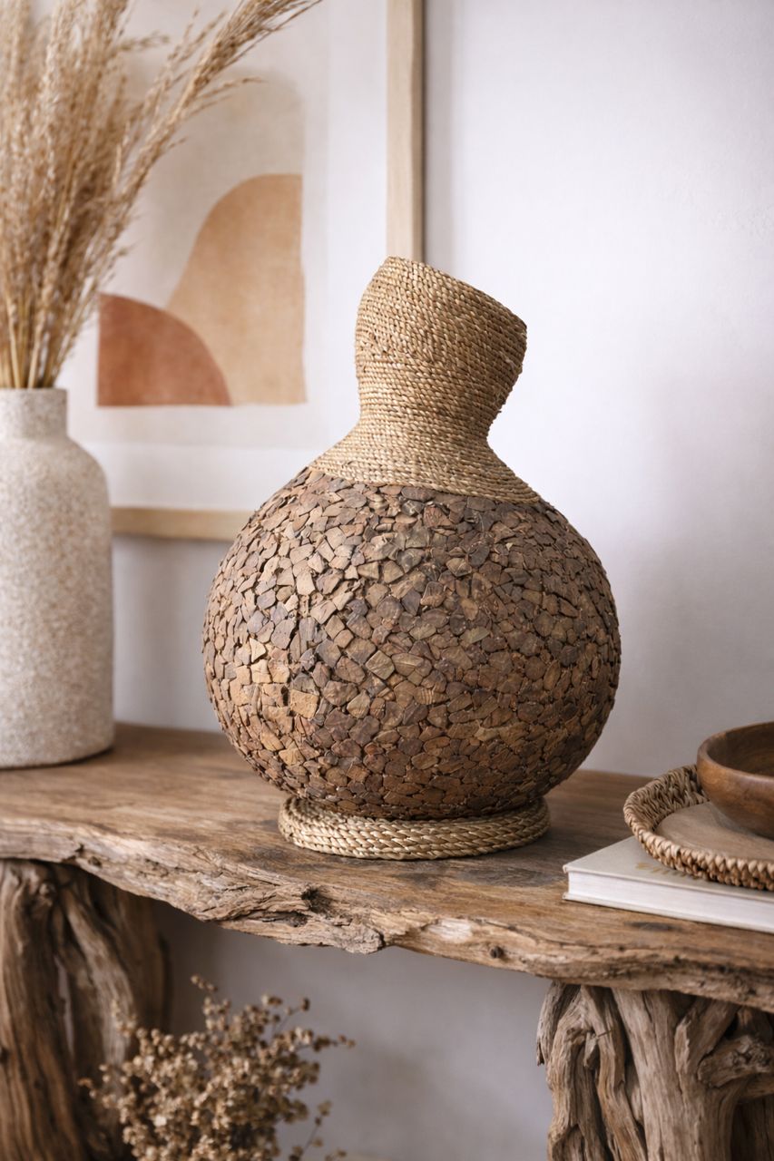 Coconut Mosaic Gourd Vase