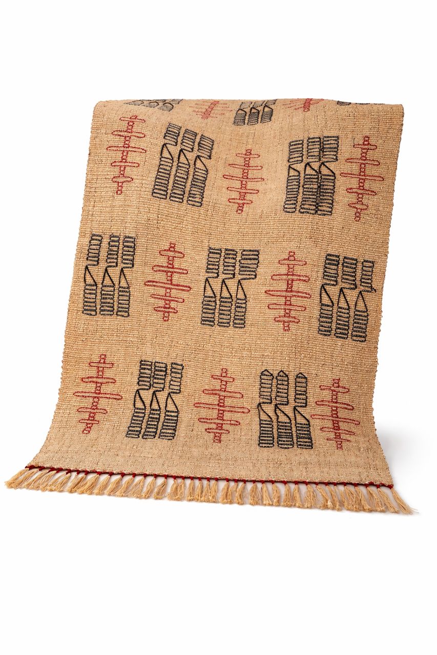 Woven Water Hyacinth Textile with Cultural Motifs - Image 2