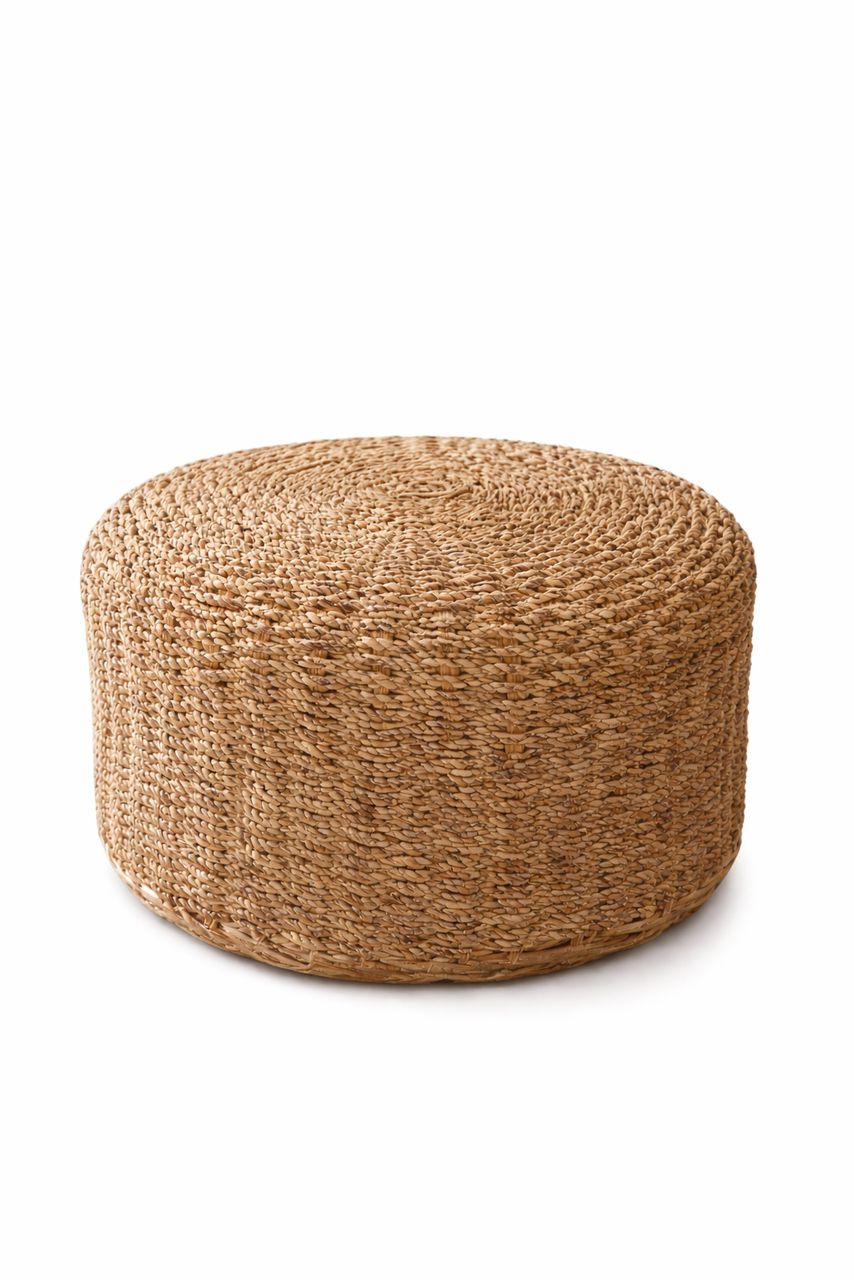 Handwoven Water Hyacinth Footstool + Ottoman + Table in one - Image 2